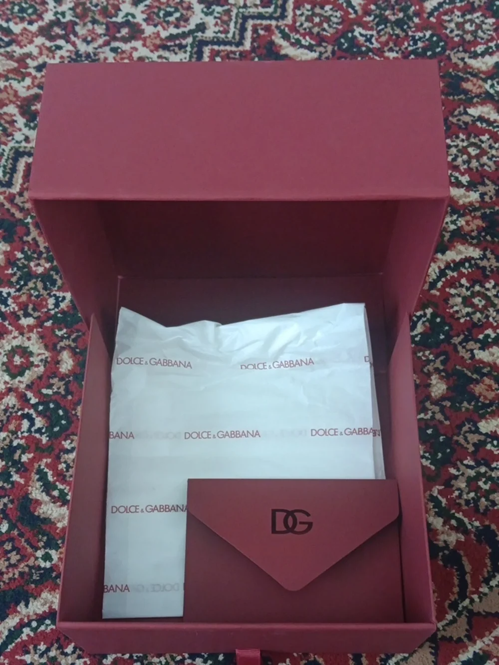 Dolce & Gabbana Burgundy Gift Set with Branded Tissue and Envelope